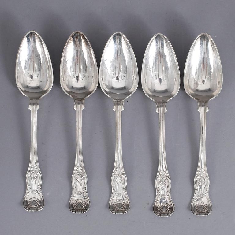 MATSKEDAR, 5+3, silver, modell Engelsk snäck, bla Anders Wedin, Söderhamn, 1864-74. Tot ca 466 gram.