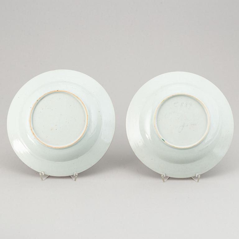 A set of 11 famille rose export dishes, Qing dynasty, Qianlong (1736-95).