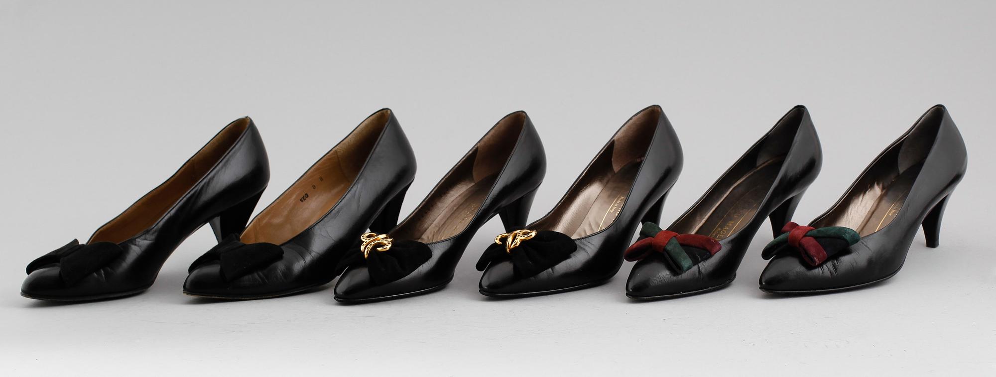 DAMSKOR, 3 par, Charles Jourdan och Bruno Magli.