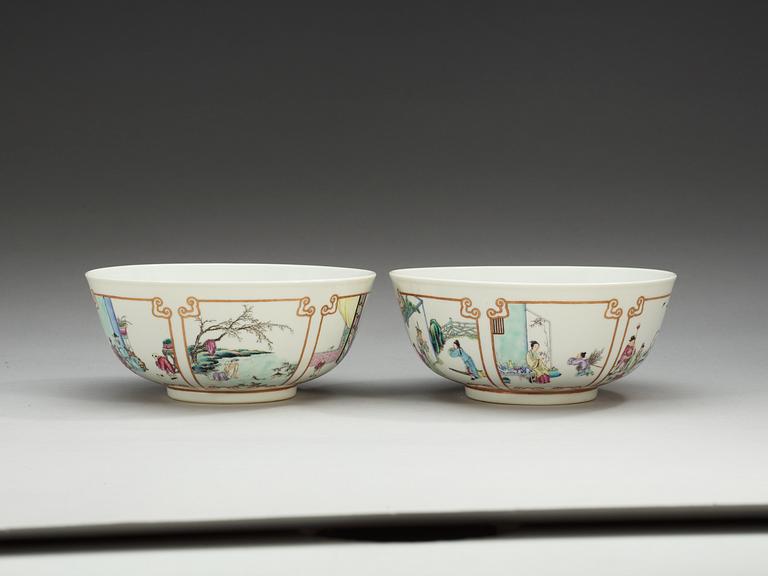 A pair of famille rose bowls, Republic.