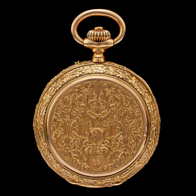 FICKUR, 18k guld, savonett, Charles Lardet, Fleurier, Schweiz, 1900-talets första hälft. Vikt 117 g.