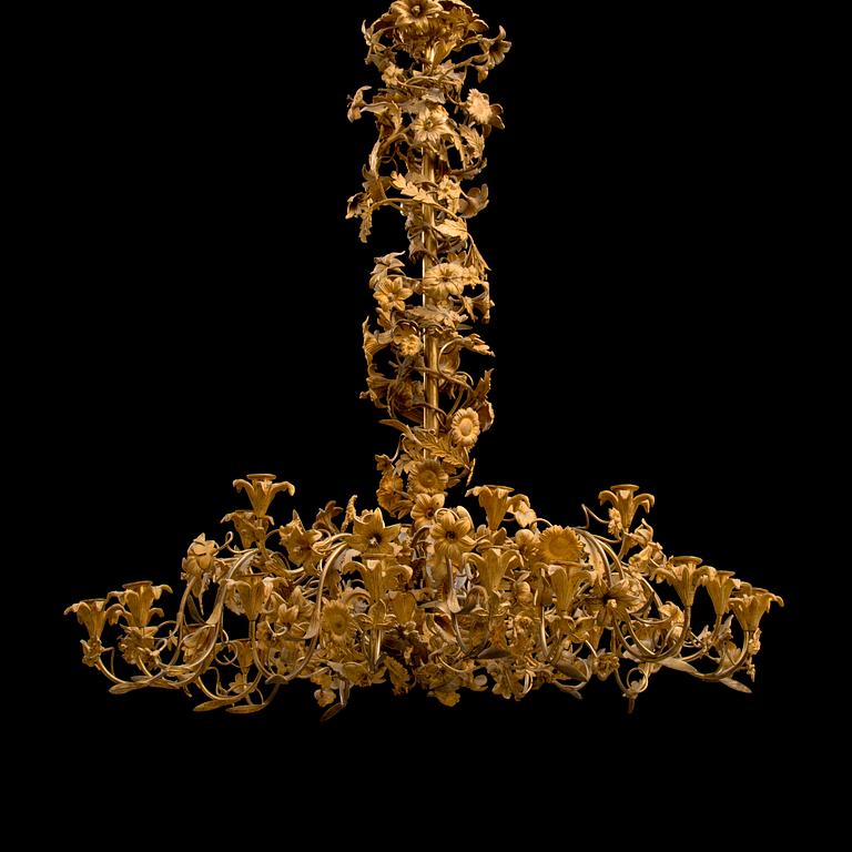 A CHANDELIER, gilt bronze and brass, middle of the 19th century, probably Russia.