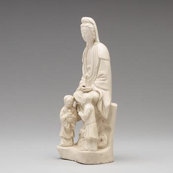 A blanc de chine figure of Guanyin, Qing dynasty, 18th Century.