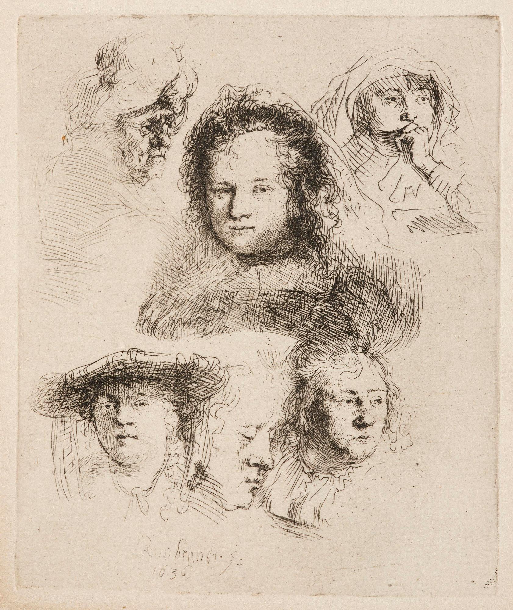 Rembrandt Harmensz van Rijn, "Head of Saskia and Others".