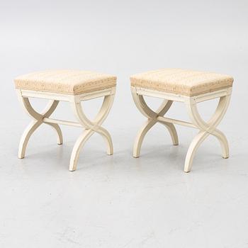 A pair of Late Gustavian stools, circa 1800.
