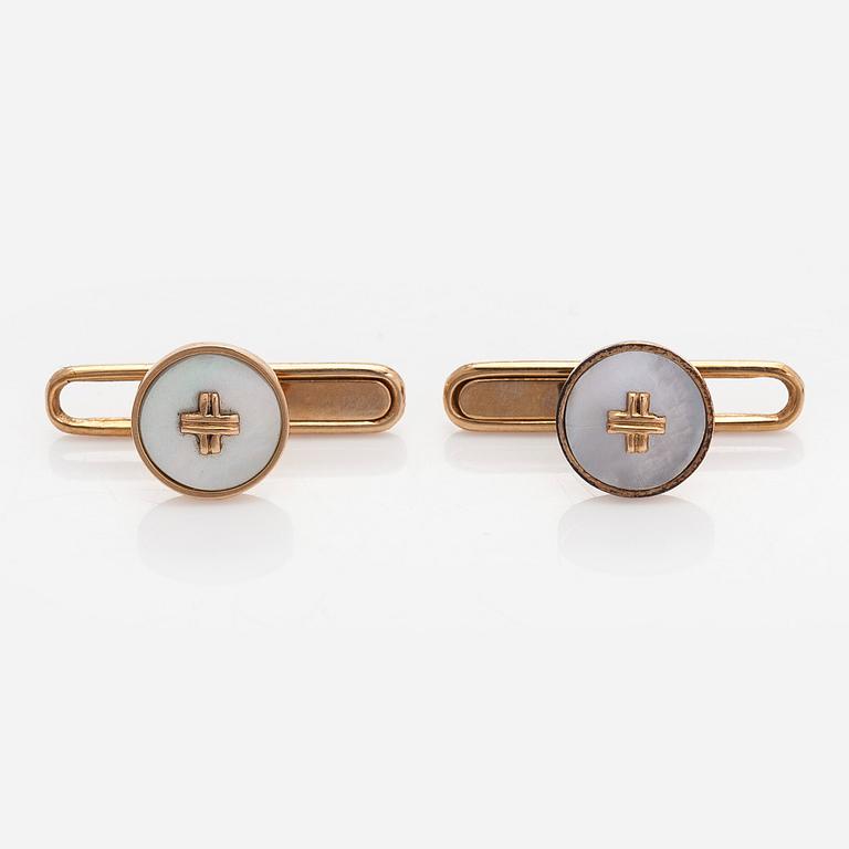 Dress buttons, 14K gold, mother-of-pearl, Suomen Kultasepät.