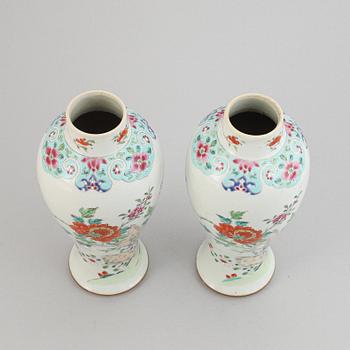 A pair of famille rose vases, Qing dynasty, Qianlong (1736-95).