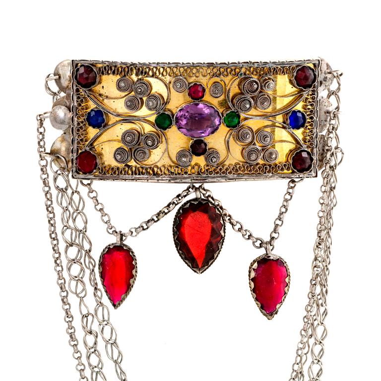 A silver and plated gold folklore jewellery by Axel Gabriel Estberg hallmarked 1842.