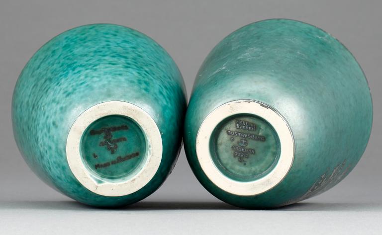 VASER, ett par, flintgods, "Argenta", Wilhelm Kåge, 1900-talets mitt.