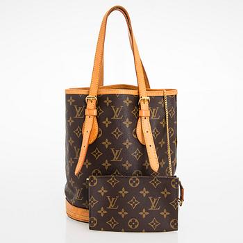 Louis Vuitton, "Petit Bucket", väska samt pochette.