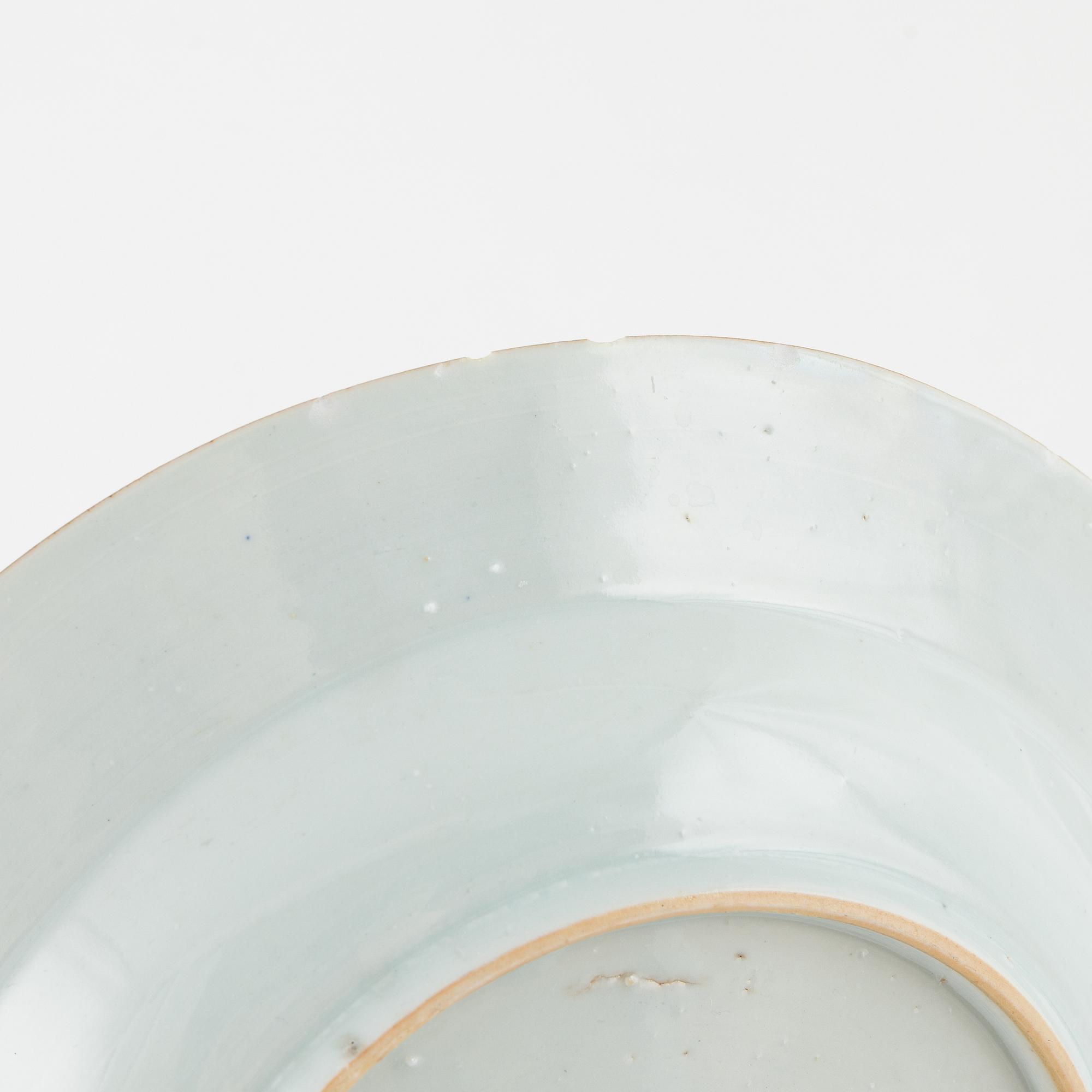 A set of four famille rose dinner plates, Qing dynasty, Qianlong (1736-95).