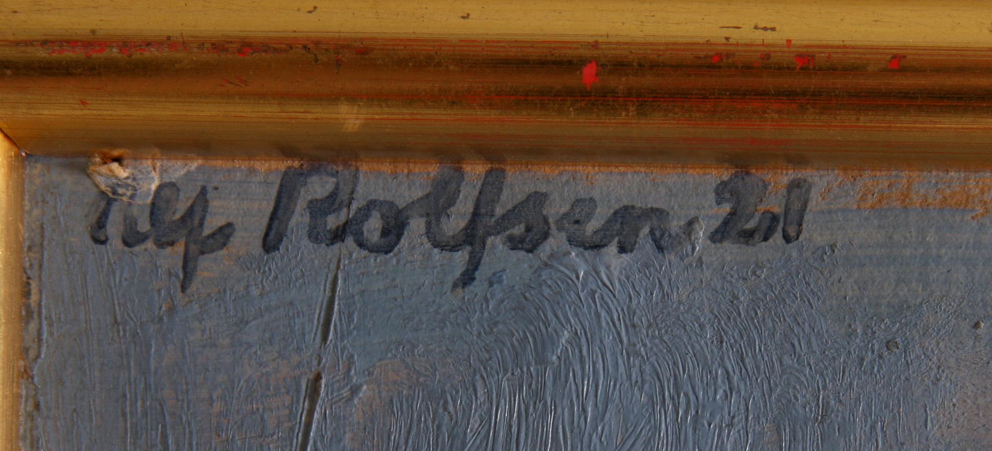 ROLFSEN, ALF, olja på pannå, sign o dat 21. Prov; Olof Sager.