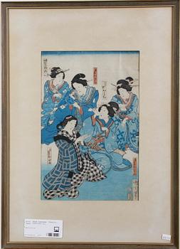 OKÄND KONSTNÄR. Träsnitt, Japan, 1800/1900-tal.