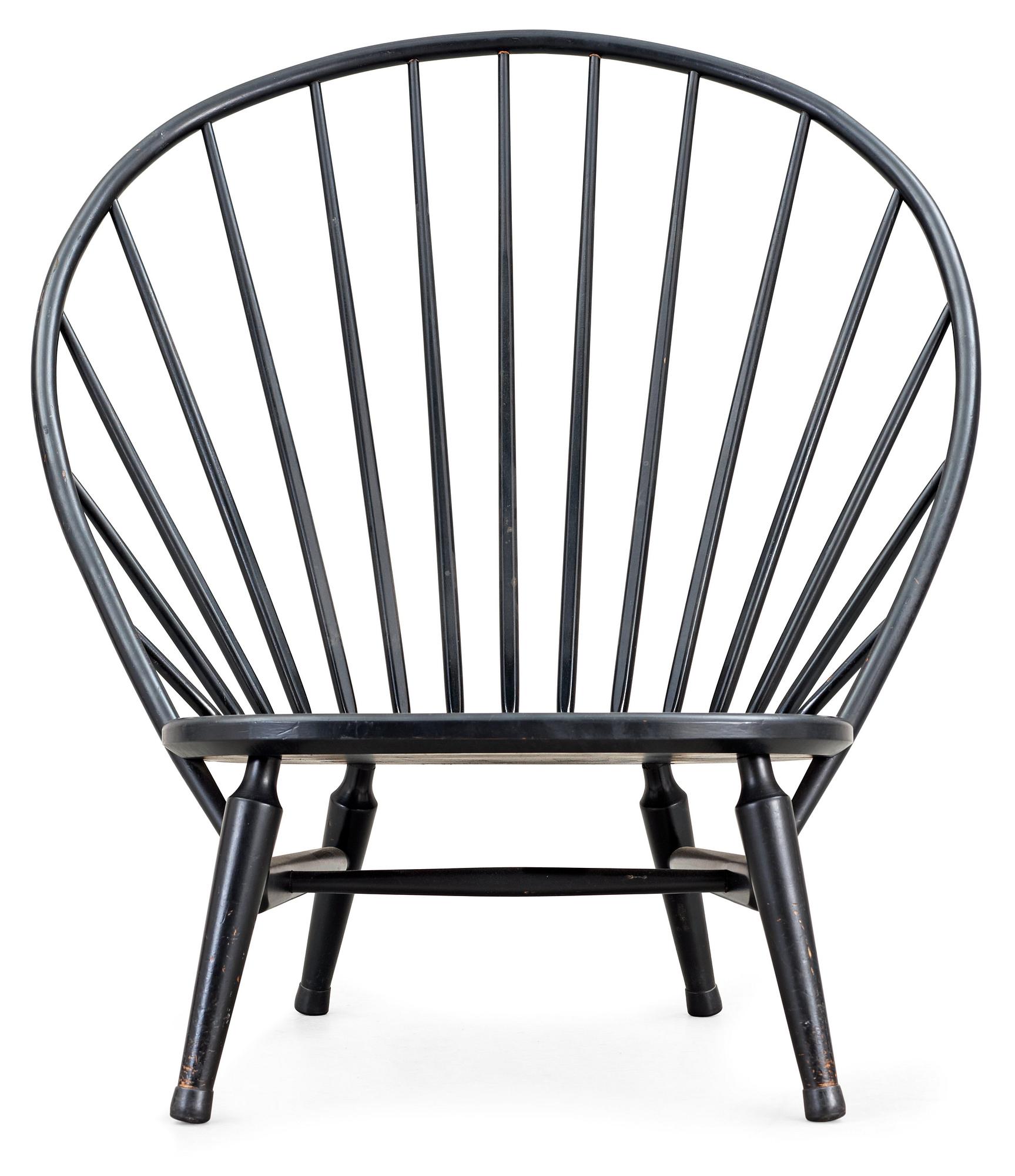 A Sven Engström & Gunnar Myrstrand black lacquered easy chair, 'Bågen', Nässjö Stolfabrik, Sweden 1950's.
