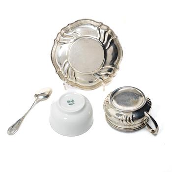 Coffee cups with saucers and spoons, 6 pcs, silver, MH Wilkens & Söhne, Bremen-Hemelingen, Germany, 20th century.