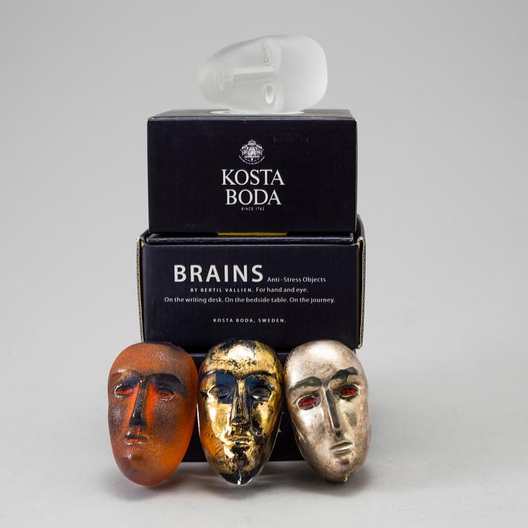 BERTIL VALLIEN, "Brains", 7 st glasskulpturer, Kosta Boda, 1990-talets slut.