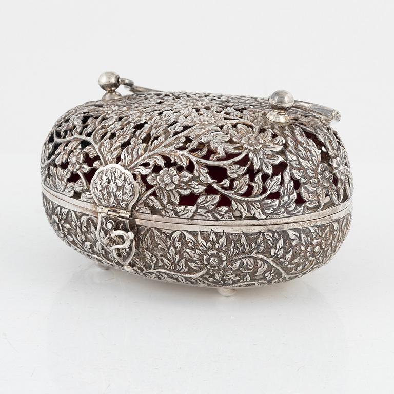 A Sterling Silver Casket, Thailand.