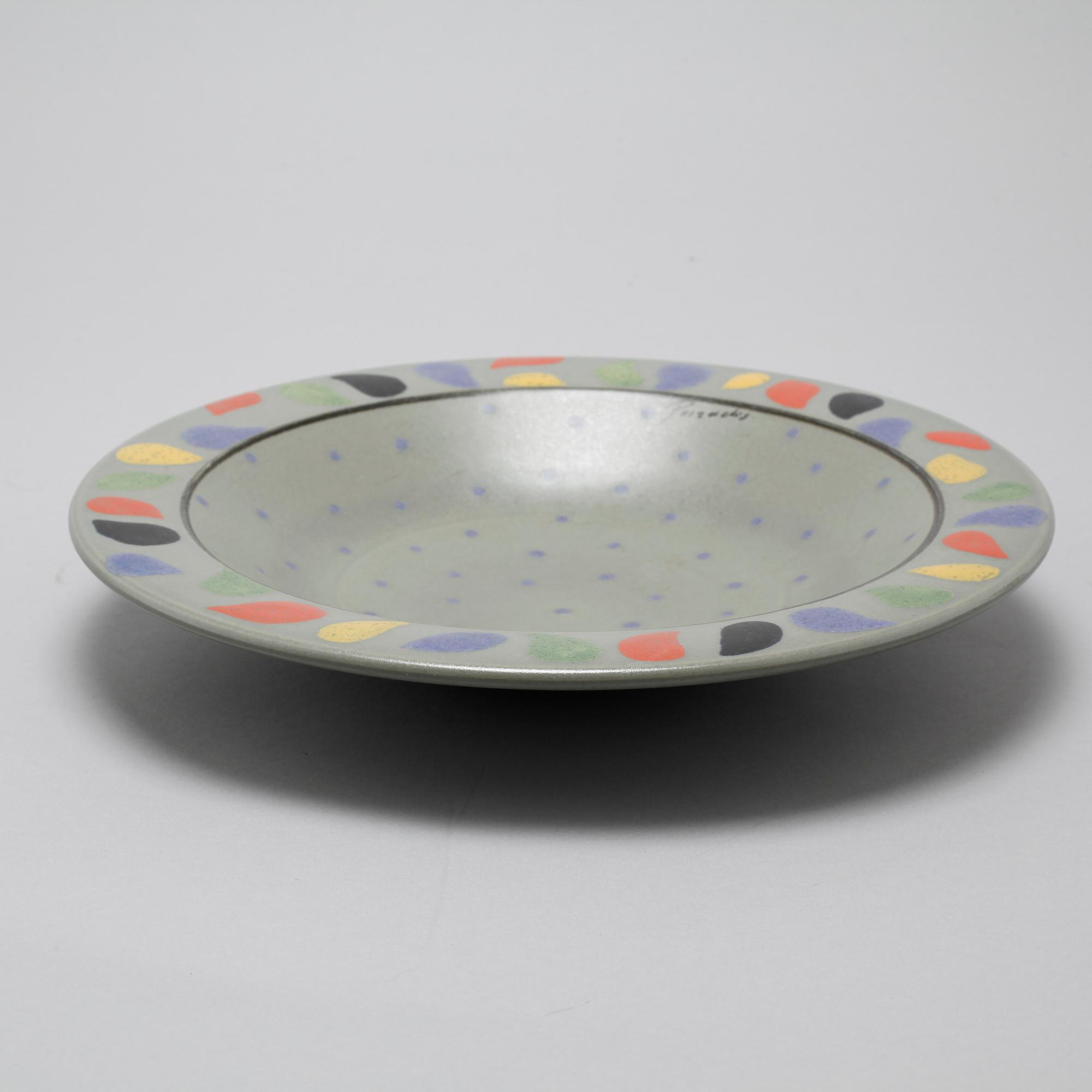 One vase, one bowl and three candleholders from Paradisverkstan at Öland, late 20th century.