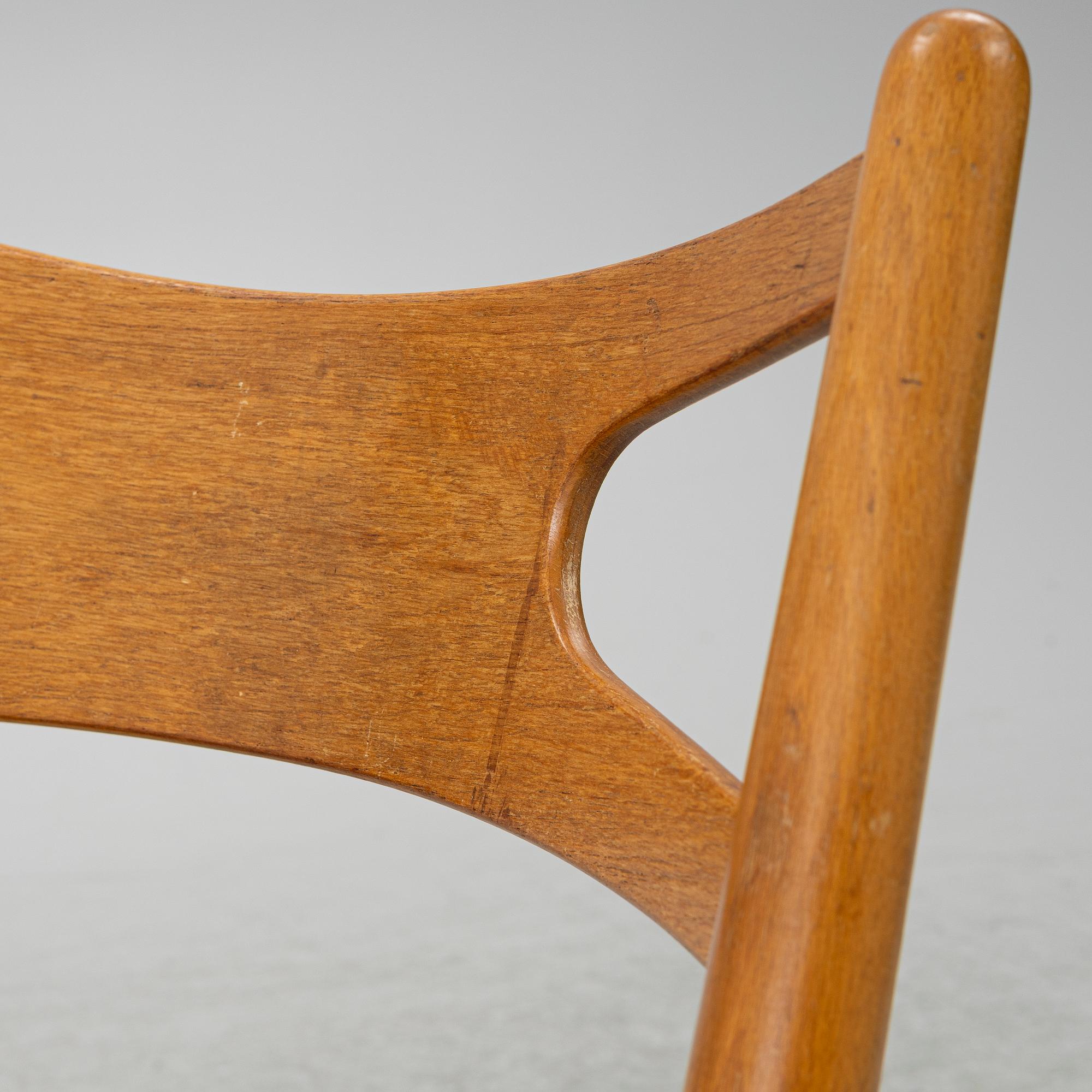 Hans J. Wegner, stolar, 6 st, "Savbukkestolen", Danmark, 1950/60-tal.