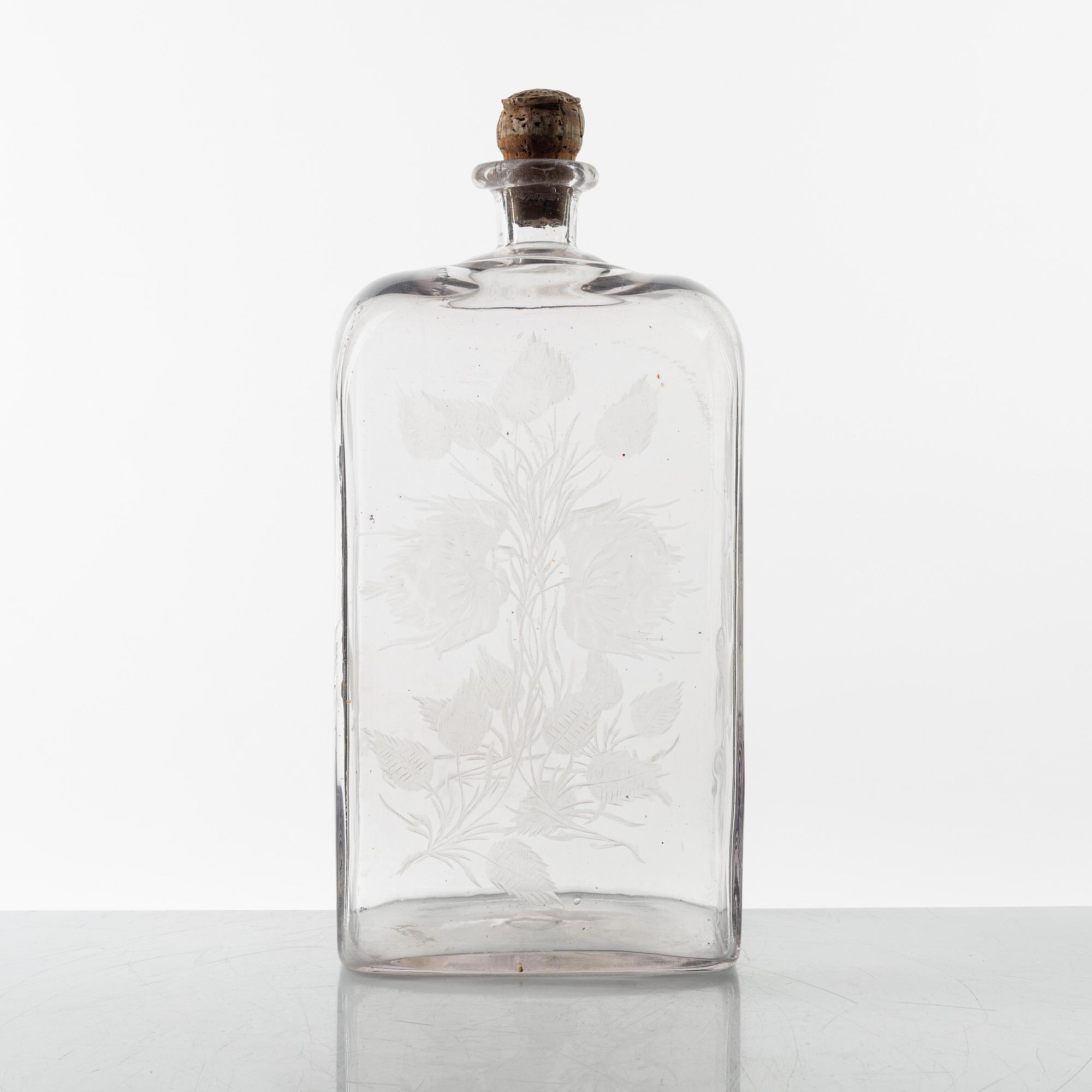 An engraved vodka bottle, later part of the 19th century.