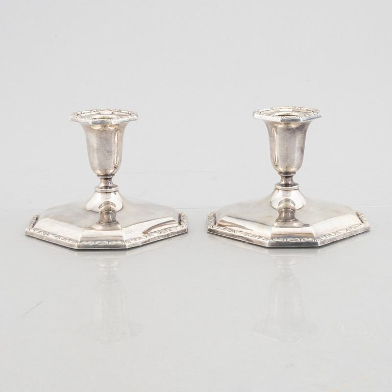 A pair of Norwegian silver candlesticks, mark of Thorvald Marthinsen Sølvvarefabrik.