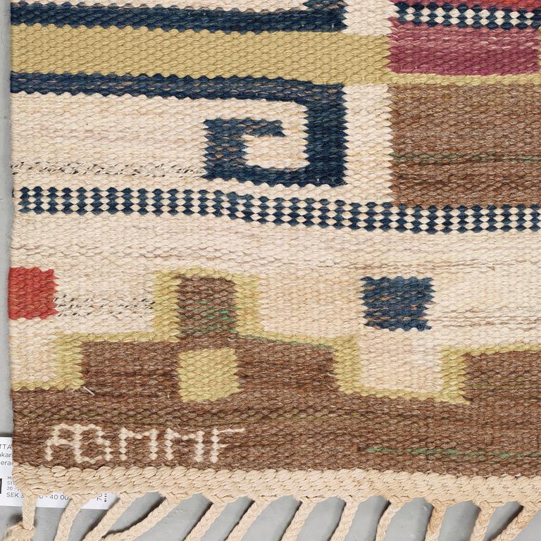 CARPET. "Bruna heden". Flat weave. 303,5 x 202 cm. Signed AB MMF.