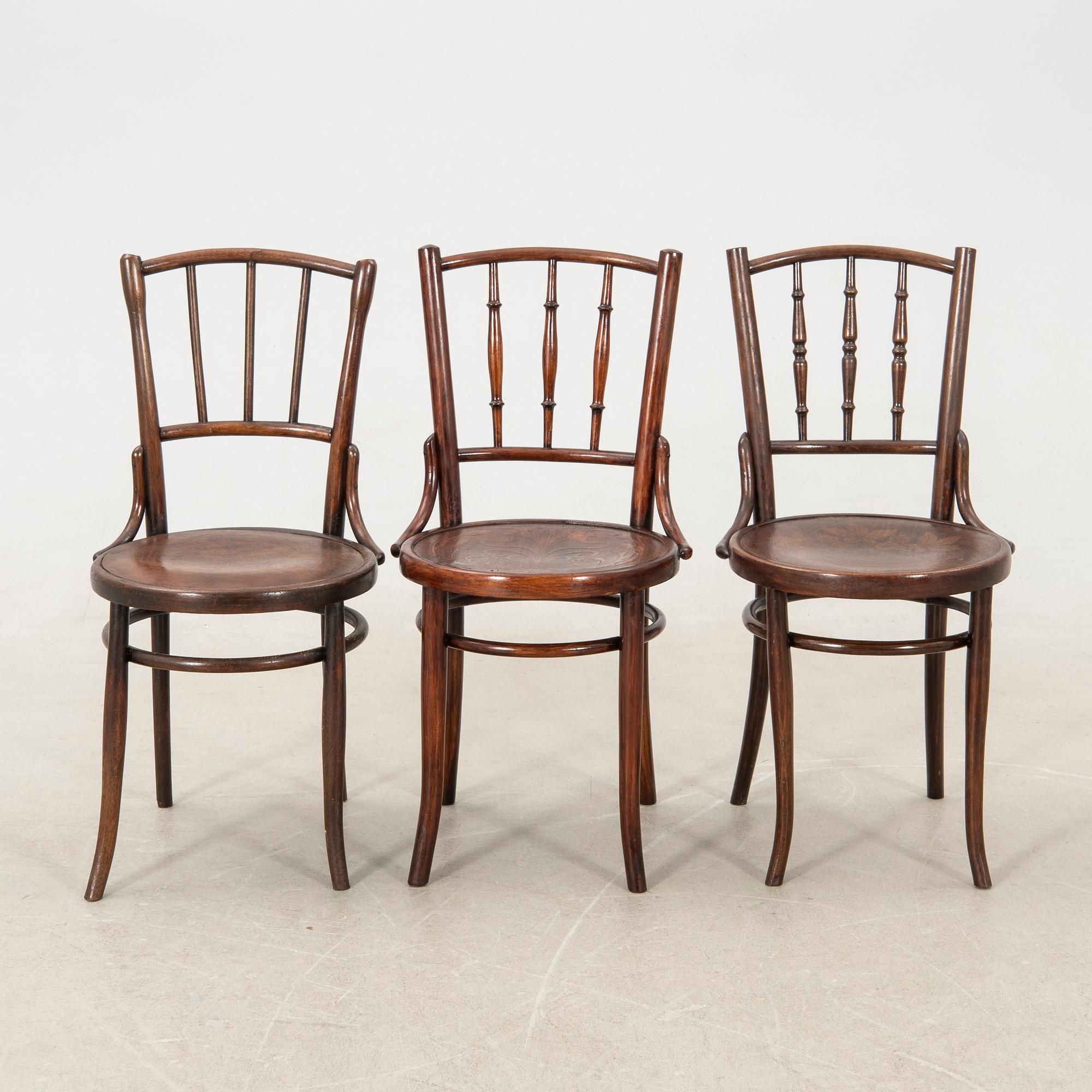Chairs, 3 pcs, early 20th century, similar.