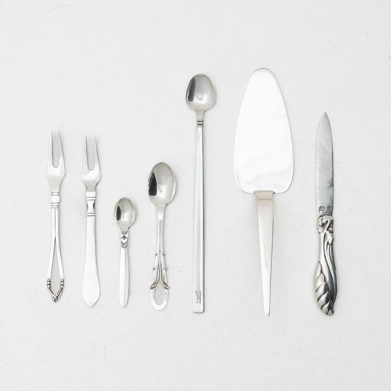A collection of modern silver flat ware, including Georg Jensen, 20th century.
