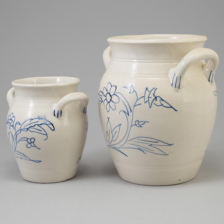 A set of four 20th century blue and white jars by Rörstrand.