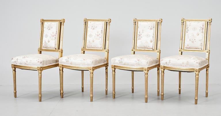 SALONGSGRUPP, 8 delar, gustaviansk stil, 1800-talets slut.