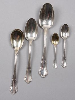 BESTICKSERVIS, 123 delar, silver, rokokostil, K. Anderson, Stockholm 1900-talets första hälft.