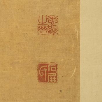 OIDENTIFIERAD KONSTNÄR, tusch och färg på papper. Qingdynastin, 1800/1900-tal.