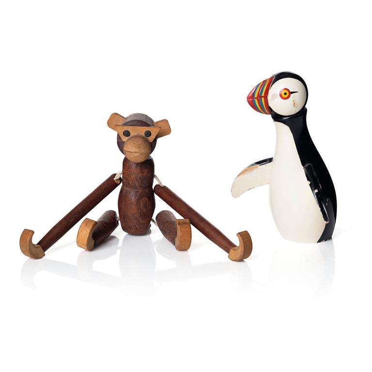 Kay Bojesen, a wooden puffin, Denmark, mid 20th century.