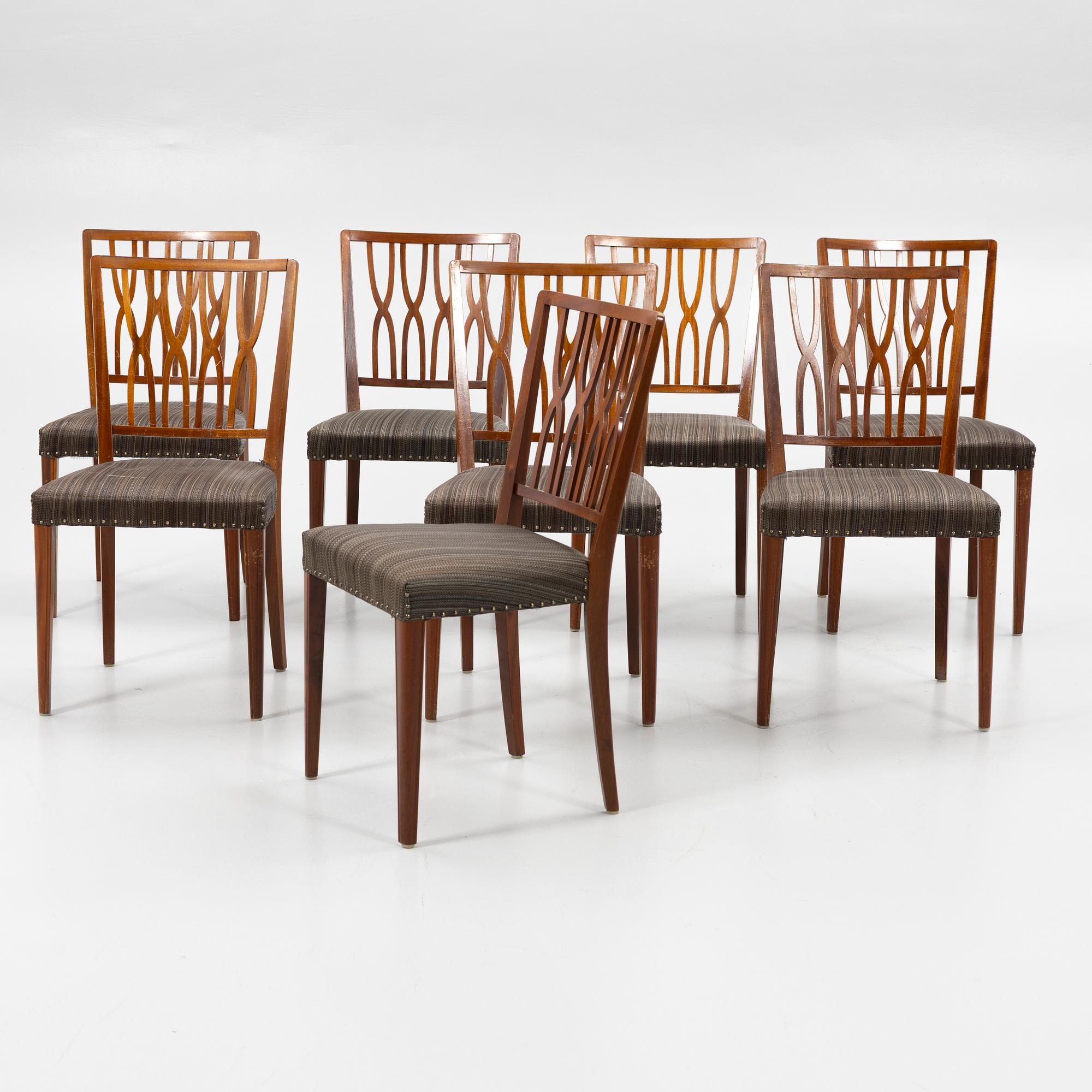 Chairs, 8 pcs, mid-20th century.