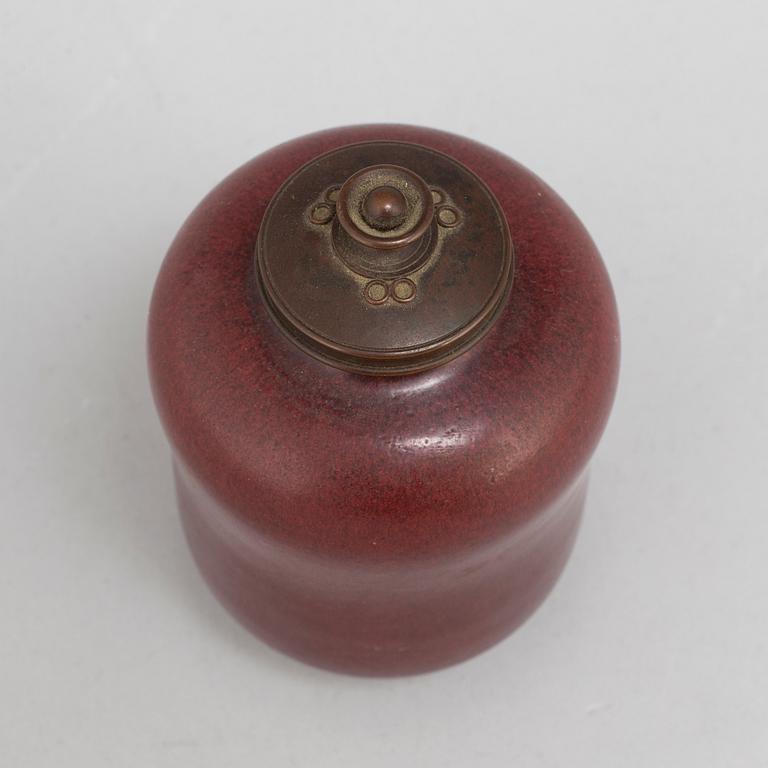 A Patrick Nordström stoneware vase with bronze cover, for Royal Copenhagen.