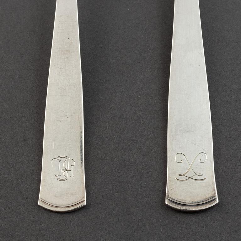 Jacob Ängman, a set of 12+6 silver spoons, GAB.
