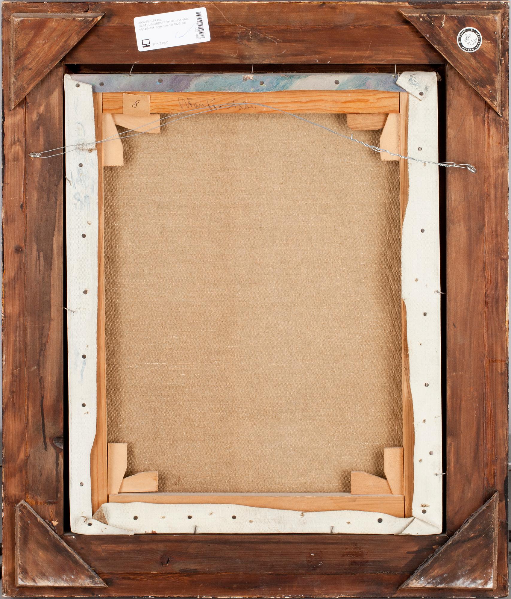 BERTEL BERTEL-NORDSTRÖM KONSTNÄR, olja på duk, sign och dat 1926.