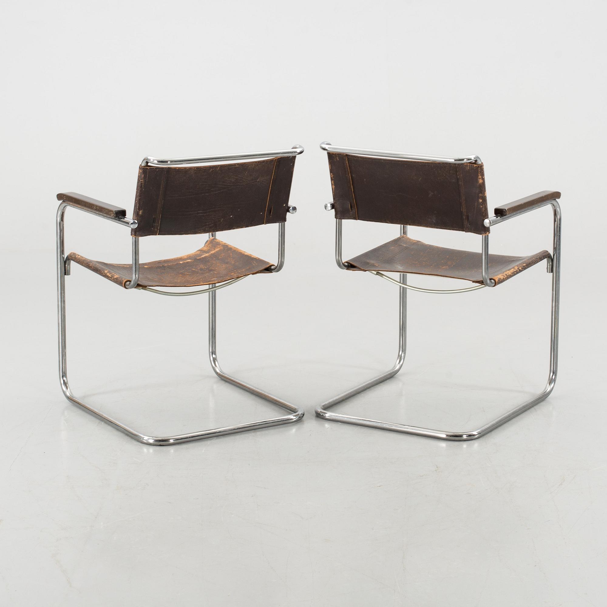 MARCEL BREUER, a pair of "B34" Thonet armchair.