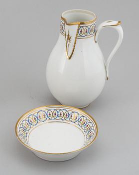 A tete a tete service, Empire, 19th Century. (5 pieces).