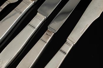 JACOB ÄNGMAN, BESTICKSERVIS, 122 delar, silver och stål, "Rosenholm", GAB, 1940-tal, total vikt 4360 g.