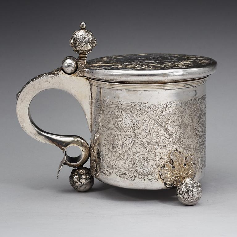 DRYCKESKANNA, ostämplad, Sverige 1600-talets slut/1700-talets början. Barock.