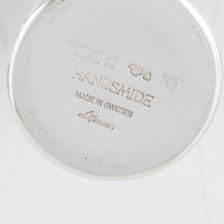 Bägare och koppar, 25 st, silver, olika smeder, Sverige, 1948-1973.