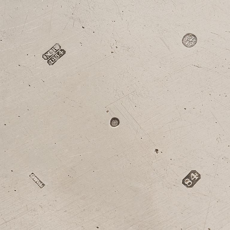 A silver dish, maker's mark of Gustaf Abraham Bernström,  St. Petersburg 1834.