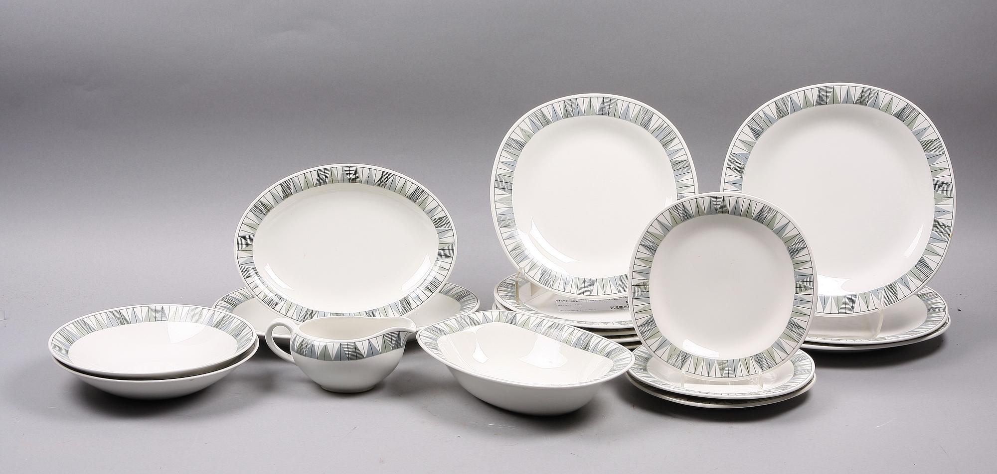 SERVISDELAR, 17 st, flintgods, "Tebe" Rörstrand.