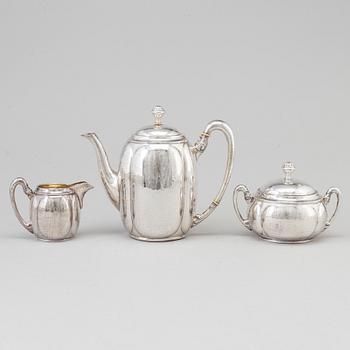 A silver 830 three piece silver and  parcel-gilt coffee service with Swedish import marks.