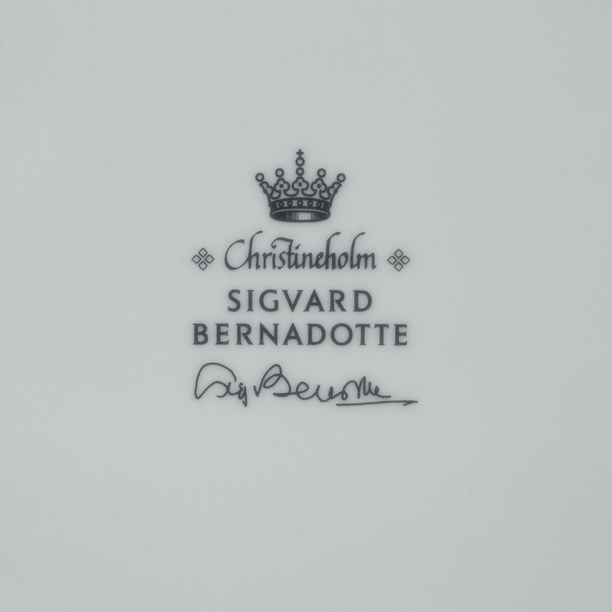 Sigvard Bernadotte, servis, 52 delar porslin, "Marianne Royal Blue "Christineholm/Fyrklövern, Millenniumserien 2000.
