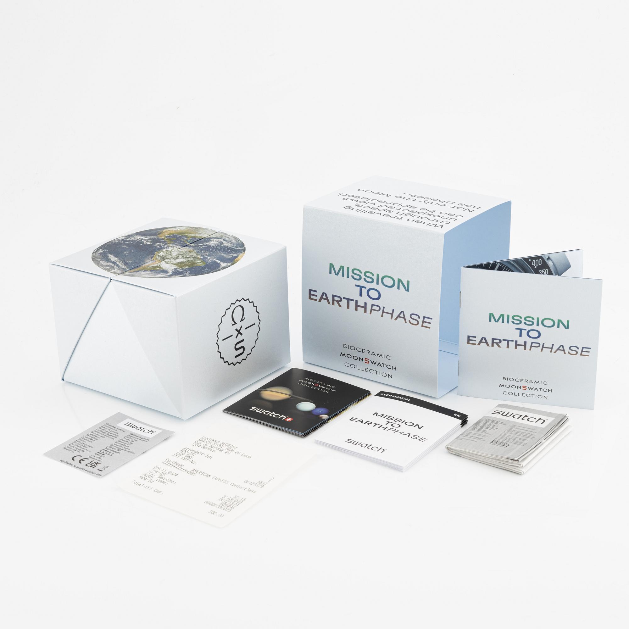 Omega/Swatch, MoonSwatch, Mission to Earthphase, chronograph, wristwatch, 42 mm.