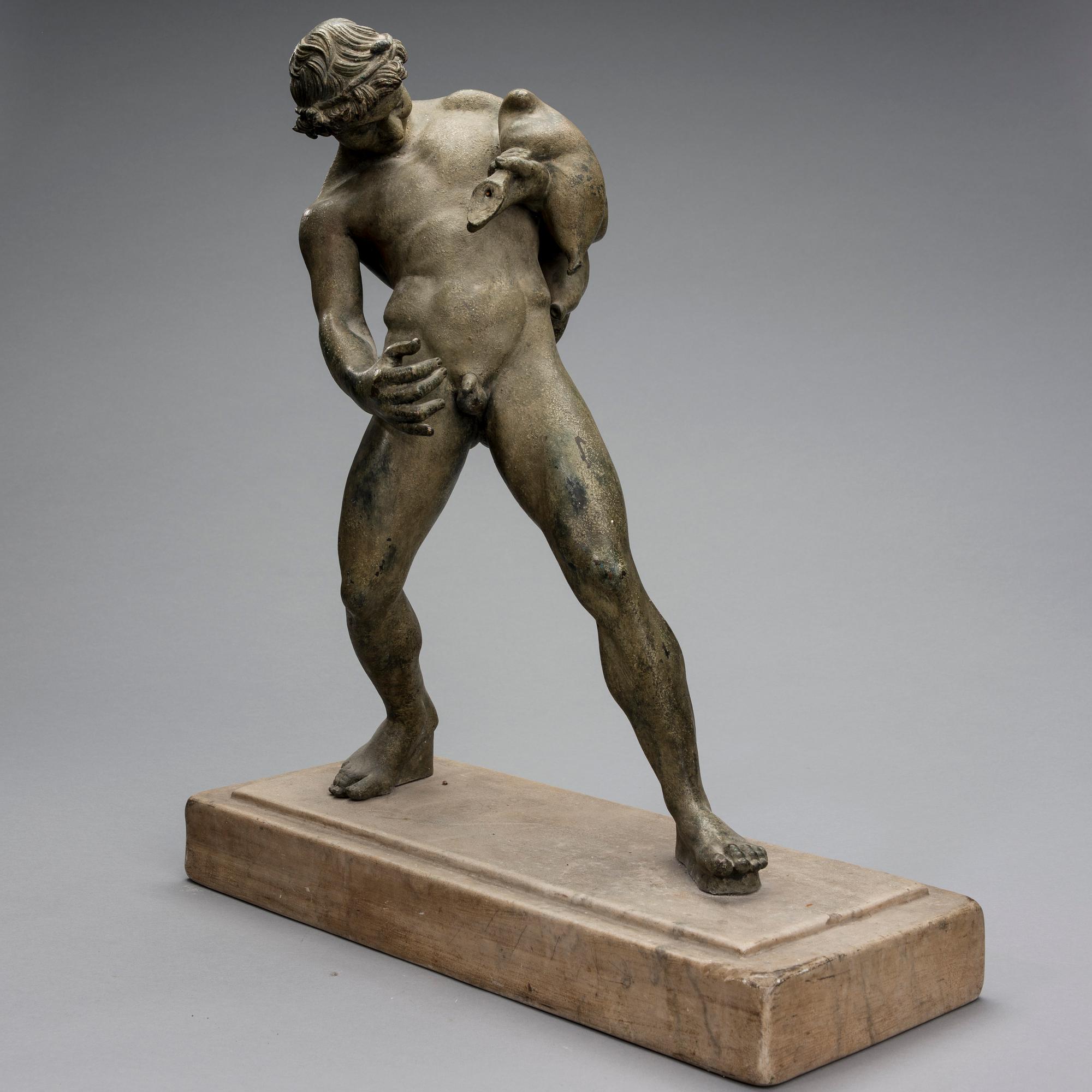 SKULPTUR, patinerad brons och sten, 1900-talets första hälft.