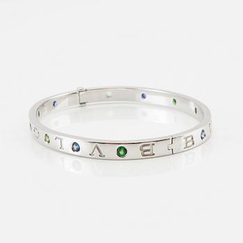 Bulgari, "Roman Sorbets" bracelet, 18K white gold with faceted tsavorites and purple sapphires.