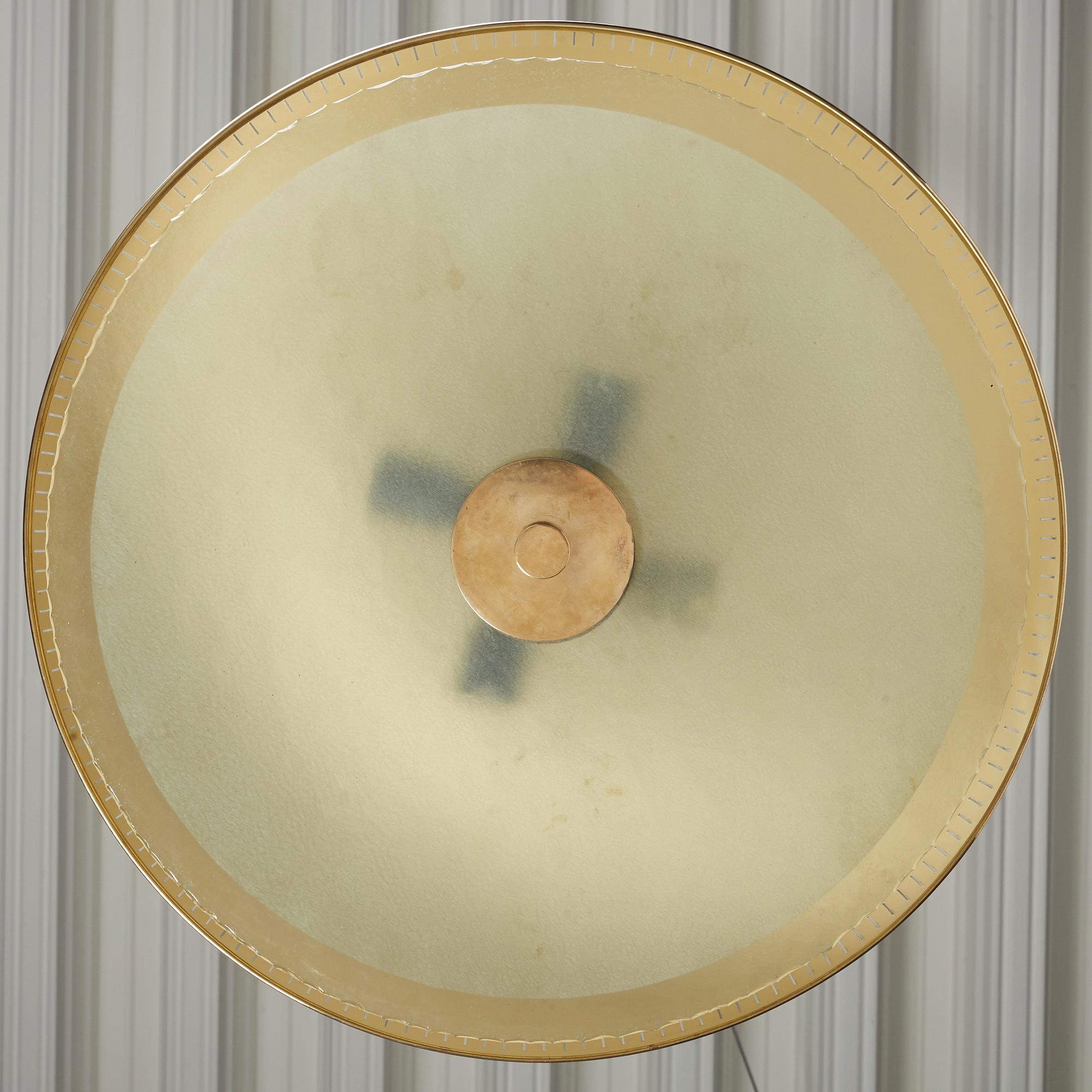Harald Notini, A Harald Elof Notini Swedish Modern brass ceiling lamp, Böhlmarks Lampvarufabrik, probably 1940's.